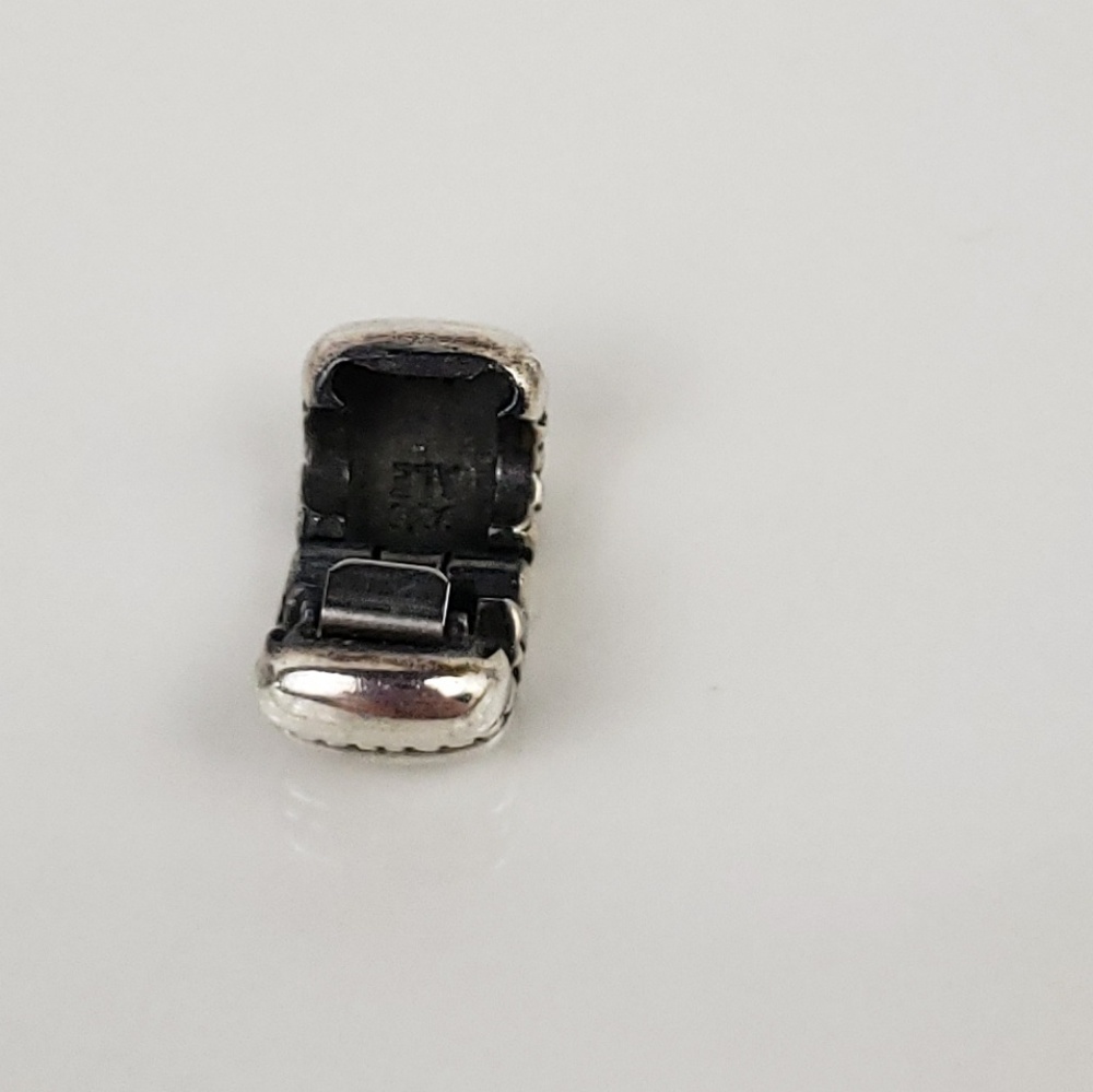 RETIRED PANDORA Dots & Ridges Silver Clip Charm - Picture 5 of 6